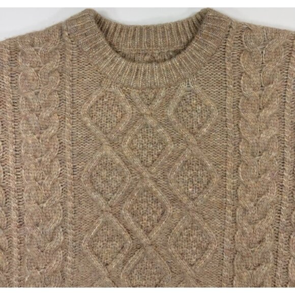 Daily Drills Womens Cable Knit Oversized Sweater Wool Alpaca Blend Sz XS Small - Picture 3 of 8